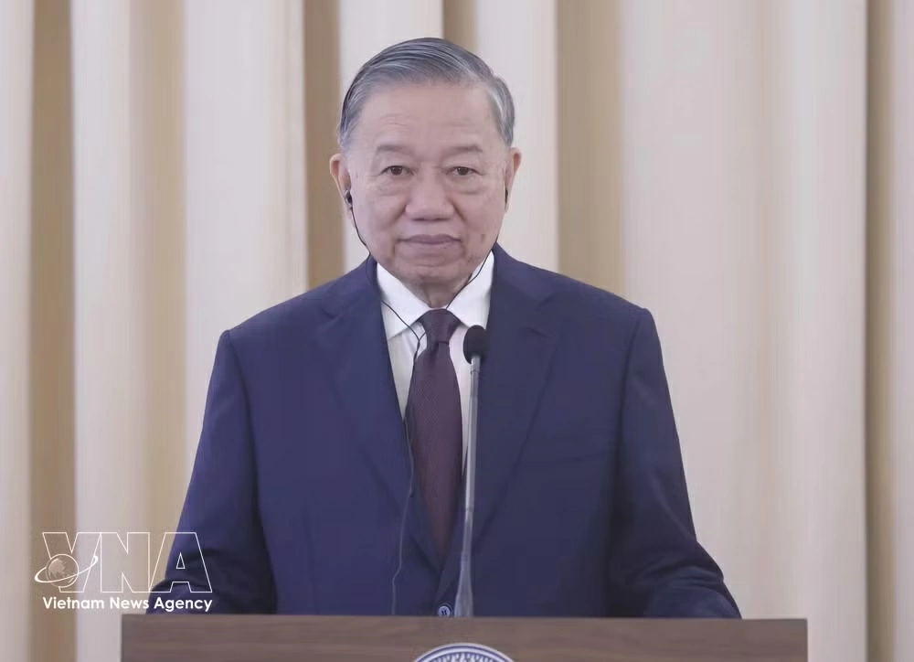 General Secretary of the Communist Party of Vietnam Central Committee and President of Vietnam To Lam addresses the press briefing on May 28. (Photo: VNA)