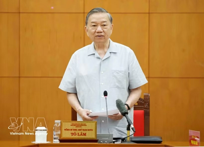 Party General Secretary and State President To Lam addresses the meeting. (Photo: VNA)