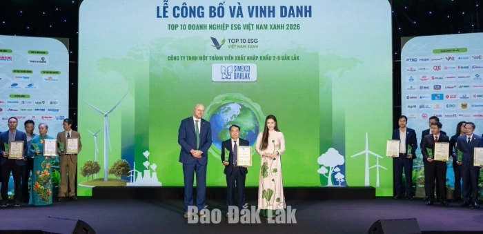 Đắk Lắk có một doanh nghiệp lọt Top 10 Doanh nghiệp ESG Việt Nam Xanh 2026