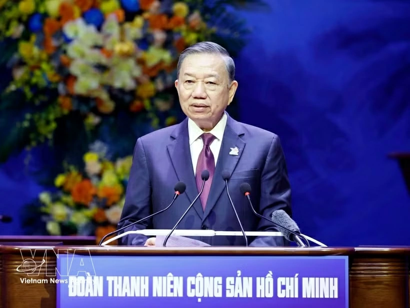 Party General Secretary and State President To Lam addresses the opening session of the 13th Ho Chi Minh Communist Youth Union National Congress for the 2026–2031 term in Hanoi on June 25 (Photo: VNA)