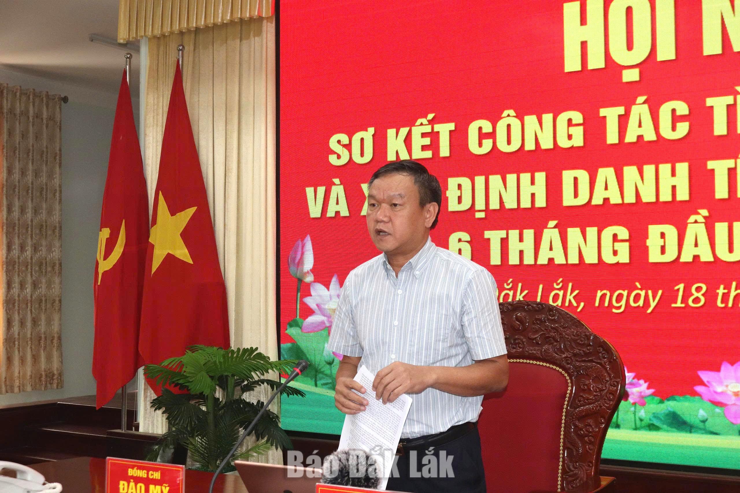 Đồng chí Đào Mỹ, Phó Chủ tịch UBND tỉnh, Trưởng Ban Chỉ đạo về tìm kiếm, quy tập và xác định danh tính hài cốt liệt sĩ tỉnh phát biểu tại hội nghị.