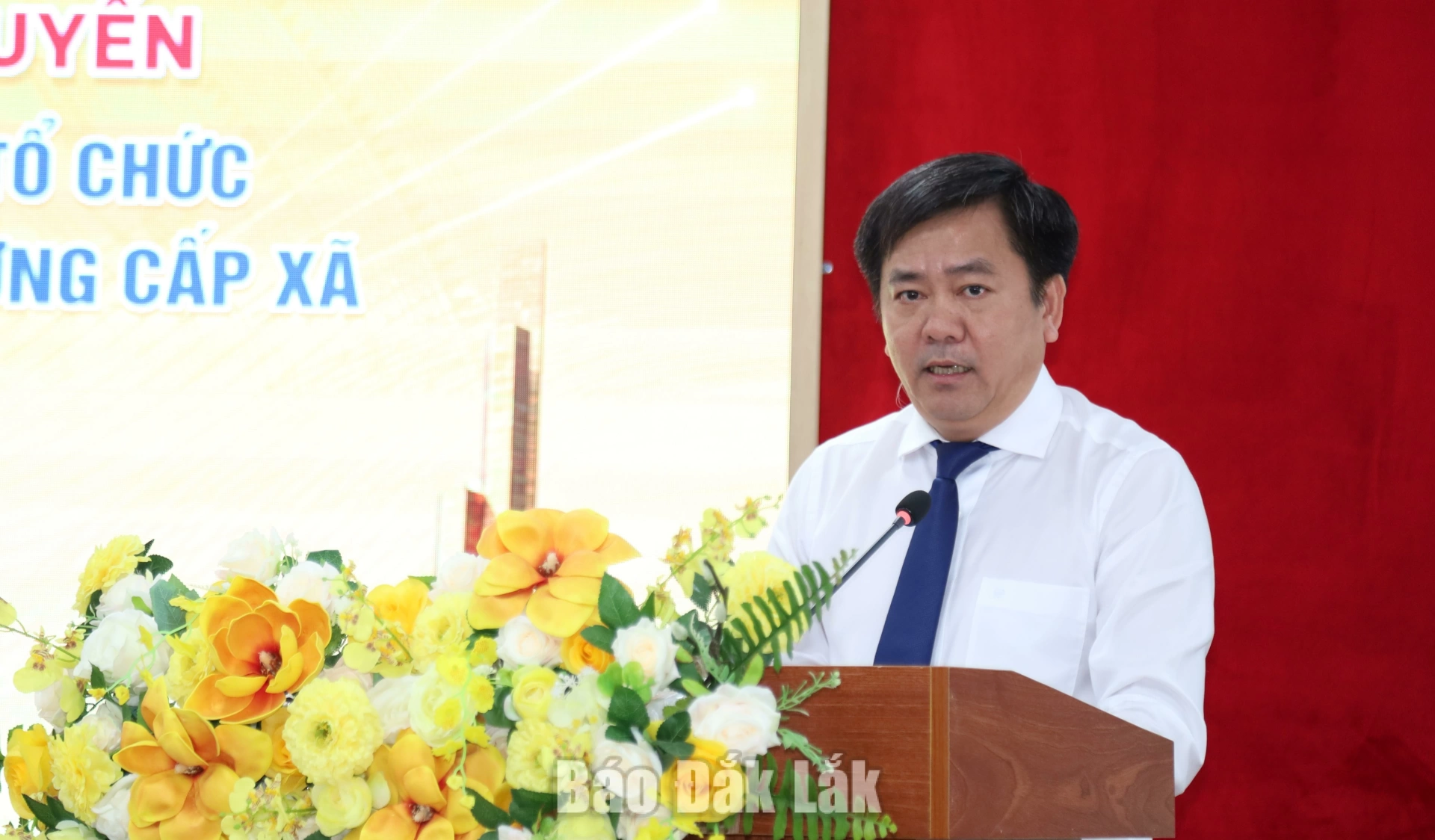 Giám đốc Sở Tư pháp Nguyễn Minh Huấn, Trưởng Ban tổ chức cuộc thi phát biểu.
