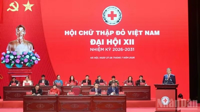Đại hội đại biểu toàn quốc Hội Chữ thập đỏ Việt Nam lần thứ XII, nhiệm kỳ 2026-2031 bước vào phiên trọng thể. Ảnh: Báo Nhân Dân
