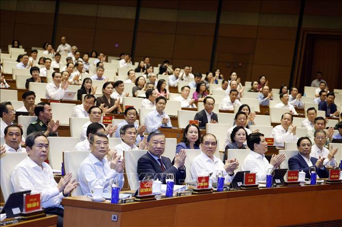 Tổng Bí thư, Chủ tịch nước Tô Lâm và đại biểu dự hội nghị tại điểm cầu trung tâm - Hội trường Diên Hồng, Nhà Quốc hội (Hà Nội). Ảnh: Thống Nhất/TTXVN