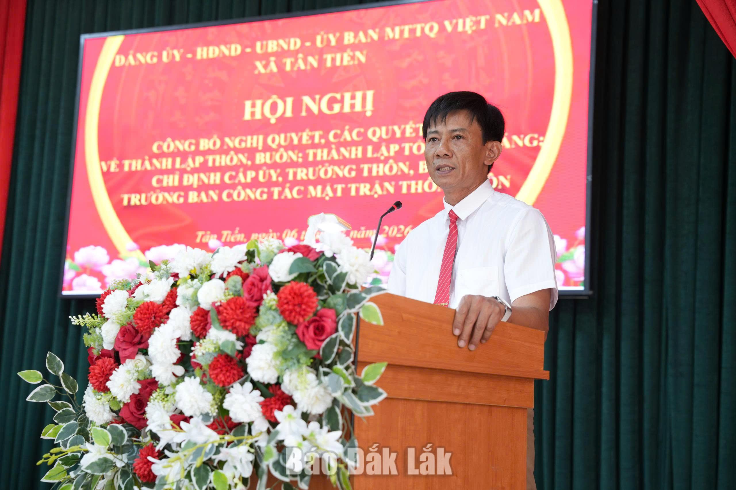 Bí thư Đảng ủy, Chủ tịch HĐND xã Tân Tiến Trần Hải Đăng phát biểu bế mạc.
