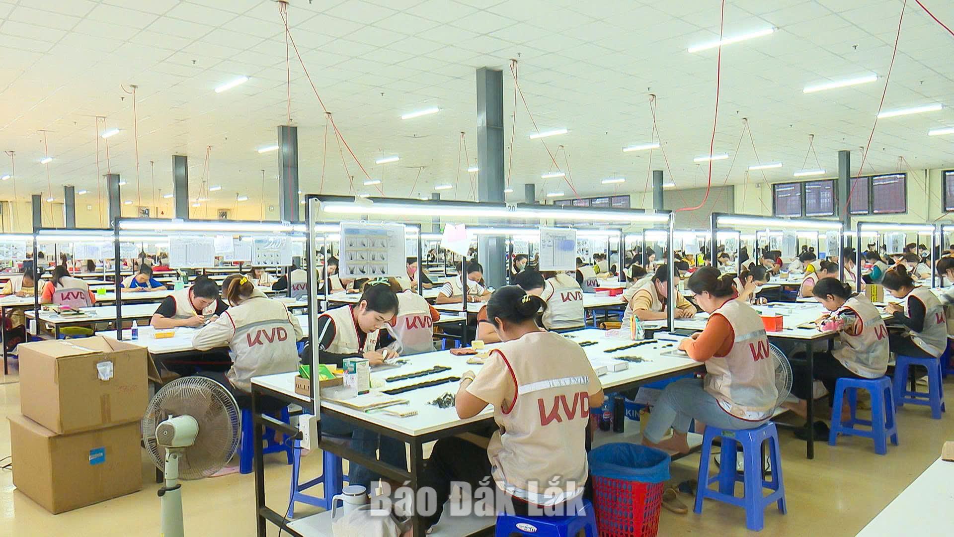 Workers at KVD Vina Co., Ltd. (a 100% South Korean-owned enterprise) in Tan An Industrial Cluster, Tan An ward, Dak Lak province.