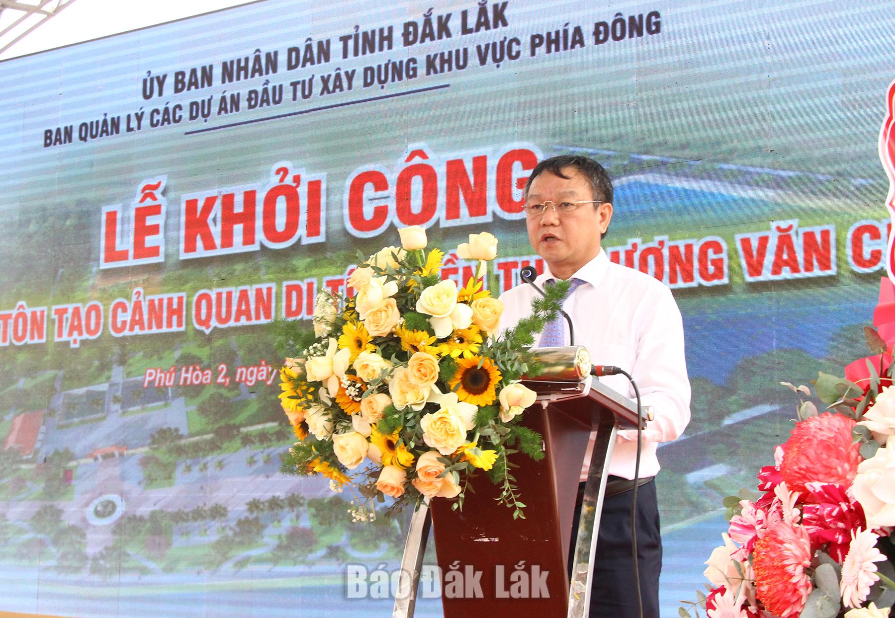 Phó Chủ tịch UBND tỉnh Đào Mỹ phát biểu tại lễ khởi công.
