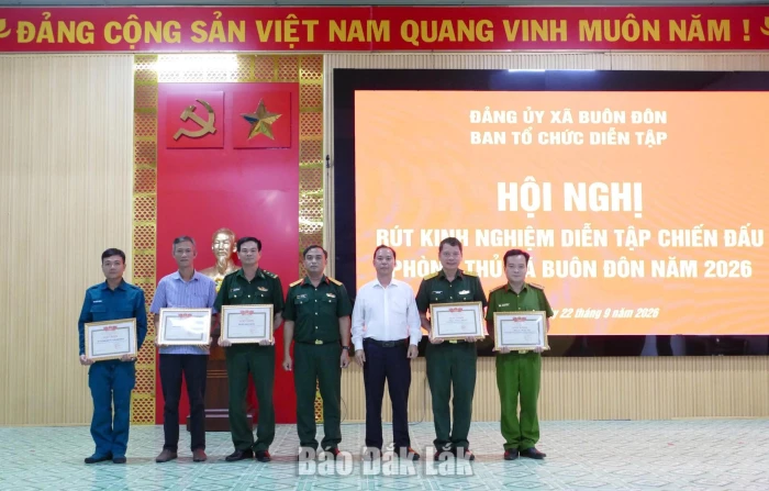Xã Buôn Đôn hoàn thành xuất sắc nhiệm vụ diễn tập chiến đấu phòng thủ