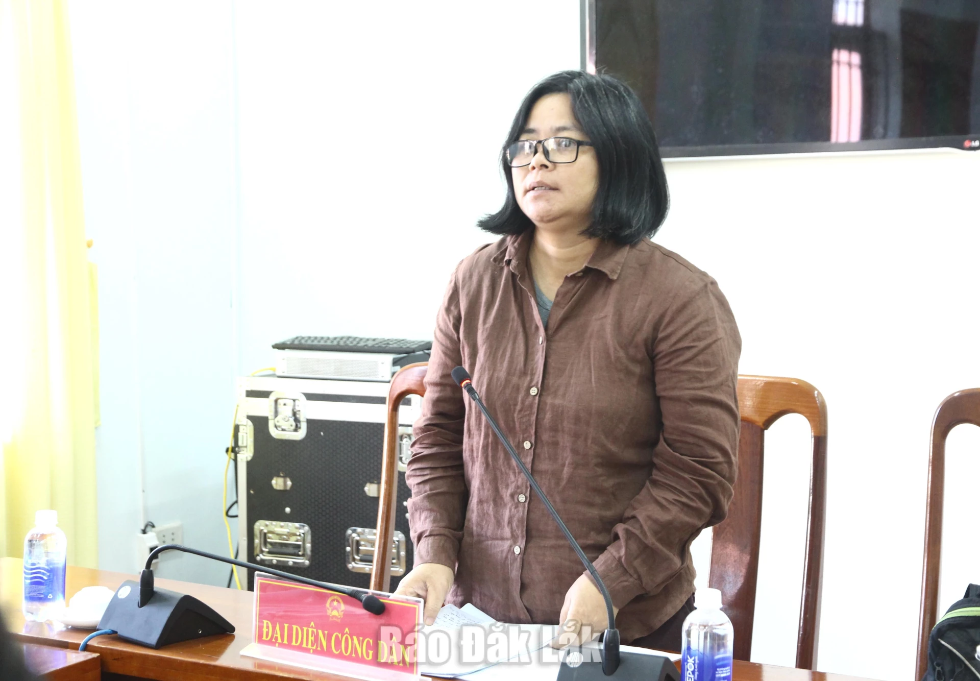 Công dân Lê Thị Vân Anh trình bày ý kiến tại buổi tiếp công dân.