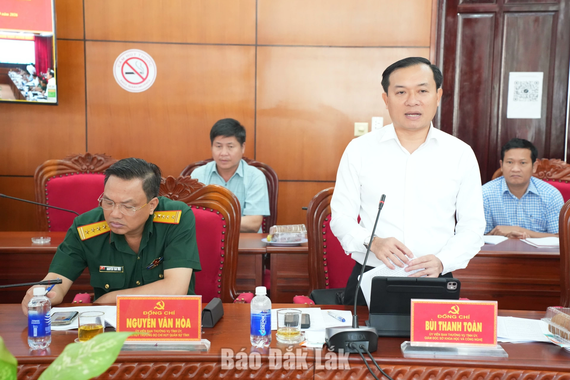 Đồng chí Bùi Thanh Toàn, Ủy viên Ban Thường vụ Tỉnh ủy, Giám đốc Sở KH&CN phát biểu tại buổi làm việc.