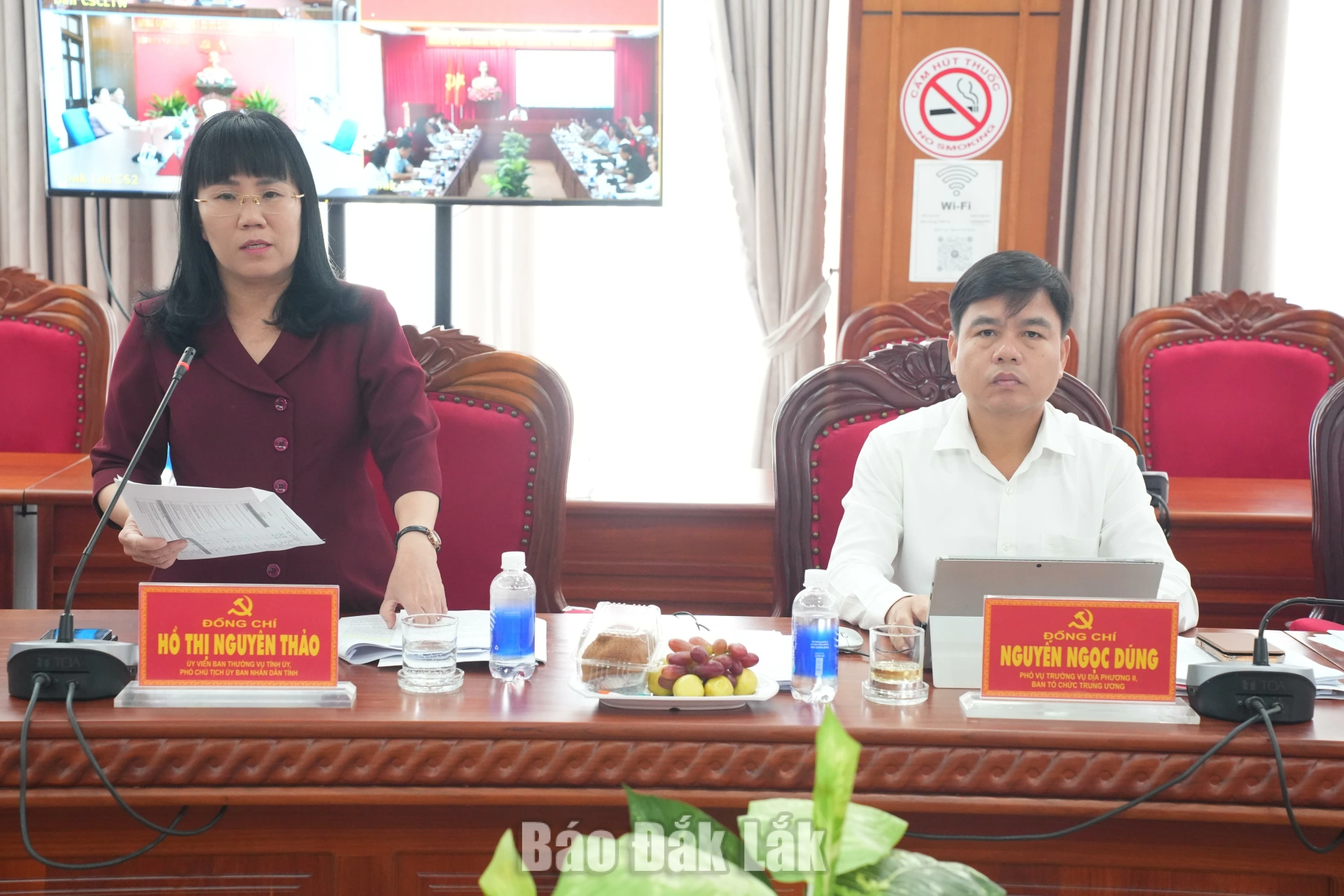 Đồng chí Hồ Thị Nguyên Thảo, Ủy viên Ban Thường vụ Tỉnh ủy, Phó Chủ tịch Thường trực UBND tỉnh phát biểu tại buổi làm việc.