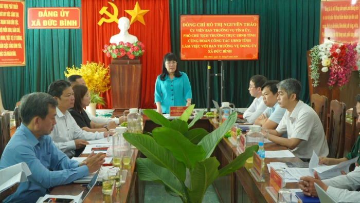 Phó Chủ tịch Thường trực UBND tỉnh Hồ Thị Nguyên Thảo làm việc với xã Đức Bình