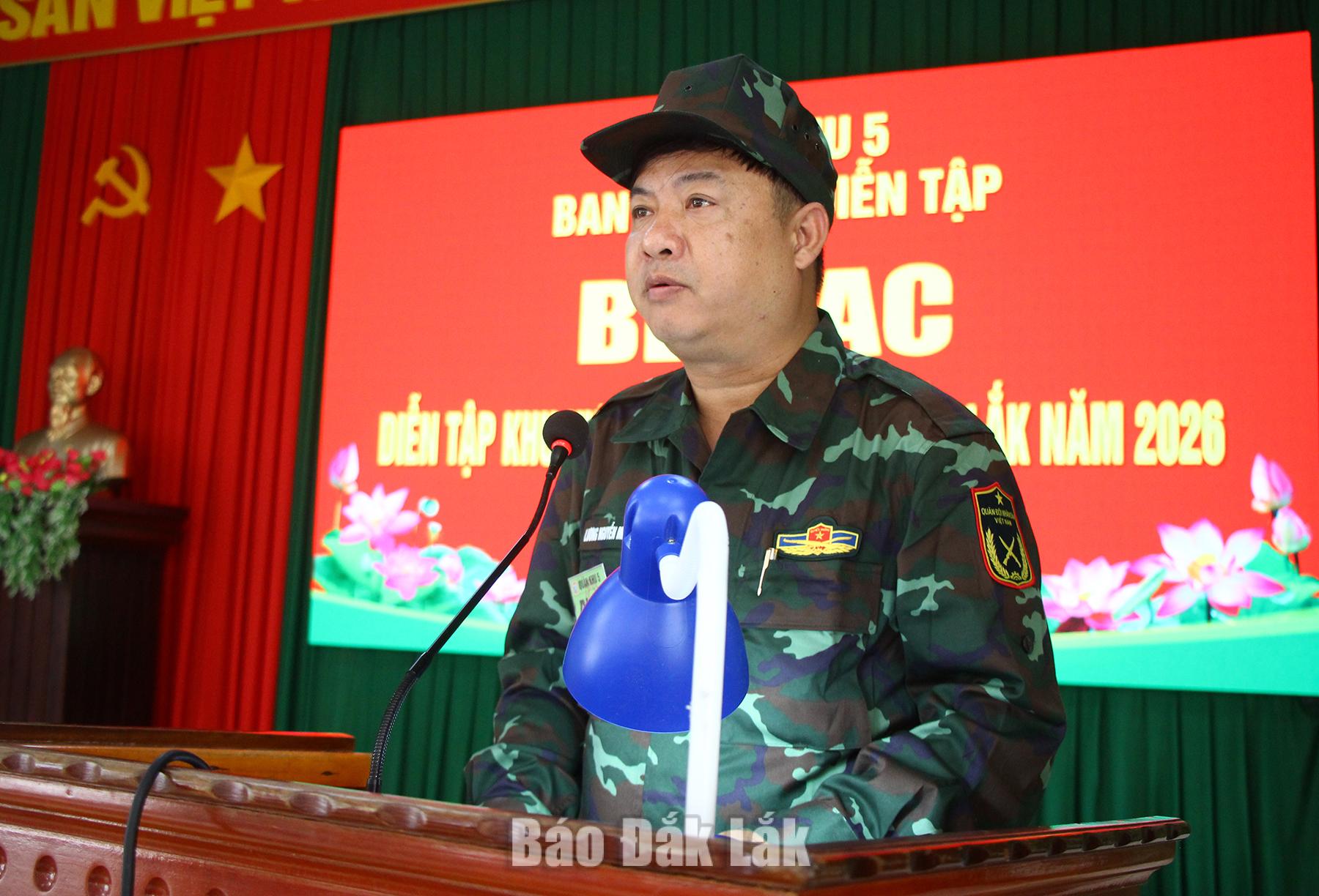 Ủy viên Trung ương Đảng, Bí thư Tỉnh ủy, Trưởng Đoàn ĐBQH tỉnh, Trưởng Ban Chỉ đạo diễn tập tỉnh Lương Nguyễn Minh Triết phát biểu tại chương trình.