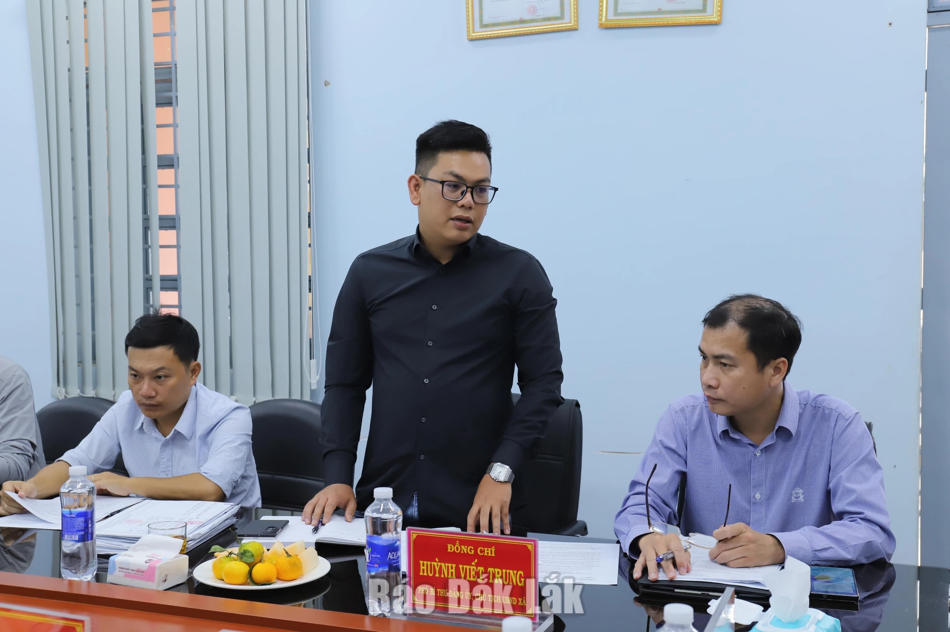 Đại diện chủ đầu tư hạ tầng kỹ thuật cụm công nghiệp Hòa Sơn phát biểu.