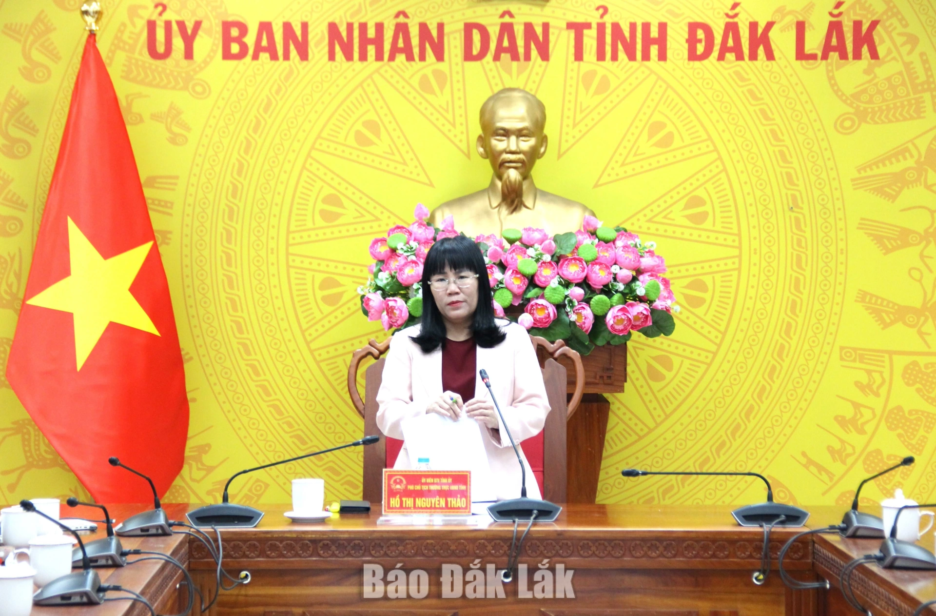 Đồng chí Hồ Thị Nguyên Thảo, Ủy viên Ban Thường vụ Tỉnh ủy, Phó Chủ tịch Thường trực UBND tỉnh chủ trì, chỉ đạo cuộc họp