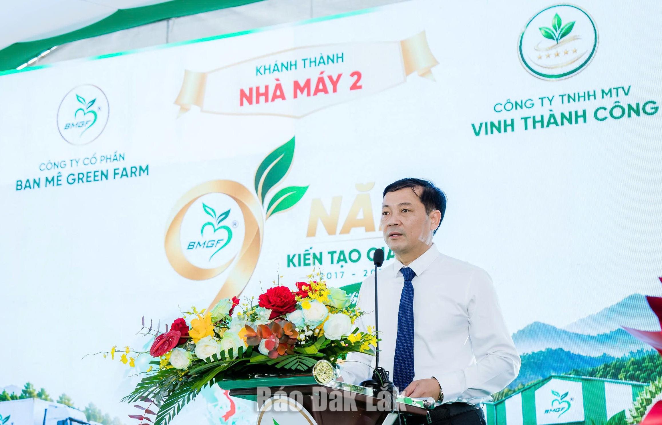 Ông Lê Trọng Yên, Thứ trưởng Bộ Nông nghiệp và Môi trường phát biểu ý kiến tại lễ khánh thành.