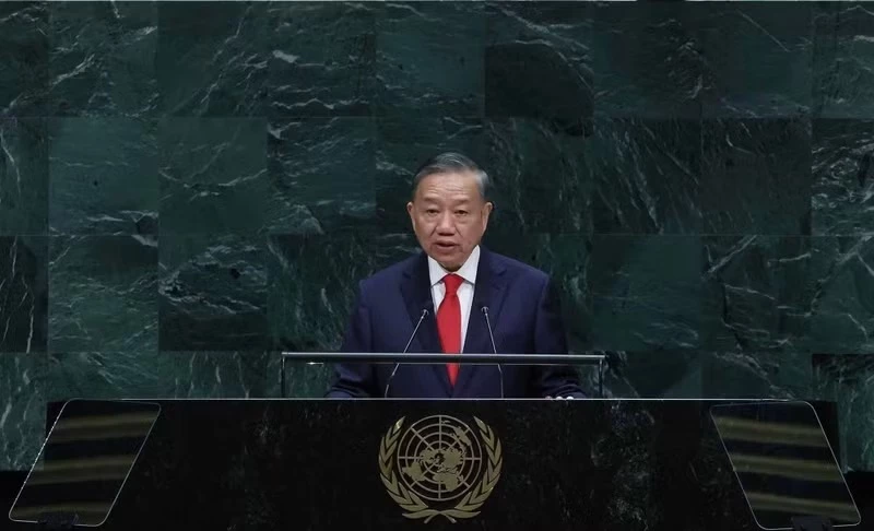 General Secretary of the Communist Party of Viet Nam Central Committee and President To Lam addresses the high-level general debate of the 81st session of the United Nations General Assembly (UNGA 81) at the UN headquarters in New York on September 22, 2026. (Photo: VNA)