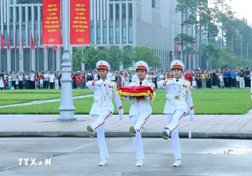 Trang nghiêm Lễ Thượng cờ kỷ niệm 81 năm Quốc khánh nước Cộng hòa XHCN Việt Nam. Ảnh: TTXVN