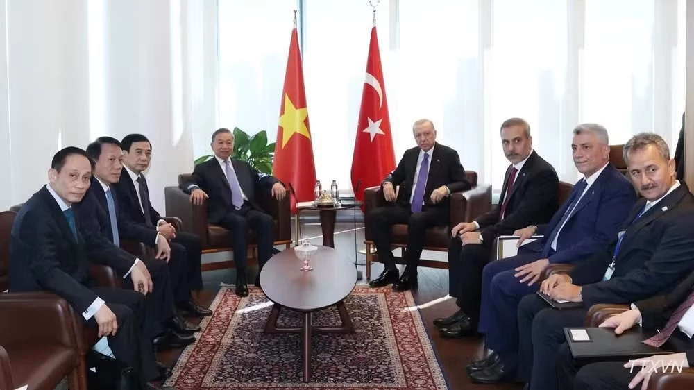 Tổng Bí thư, Chủ tịch nước Tô Lâm gặp Tổng thống Thổ Nhĩ Kỳ Recep Tayyip Erdogan. Ảnh: TTXVN
