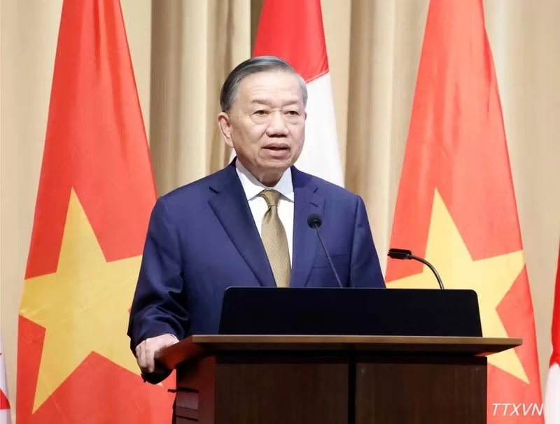 General Secretary of the Communist Party of Viet Nam Central Committee and President To Lam delivers a policy speech on the Viet Nam–Canada Strategic Partnership at the Parliament of Canada in Ottawa on September 24 afternoon (local time). (Photo: VNA)
