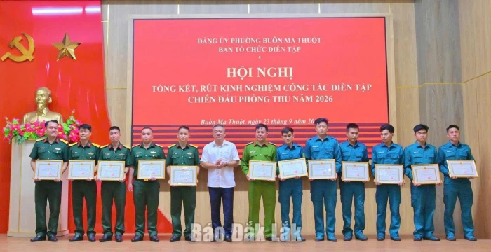 Phường Buôn Ma Thuột tổng kết diễn tập chiến đấu phòng thủ năm 2026
