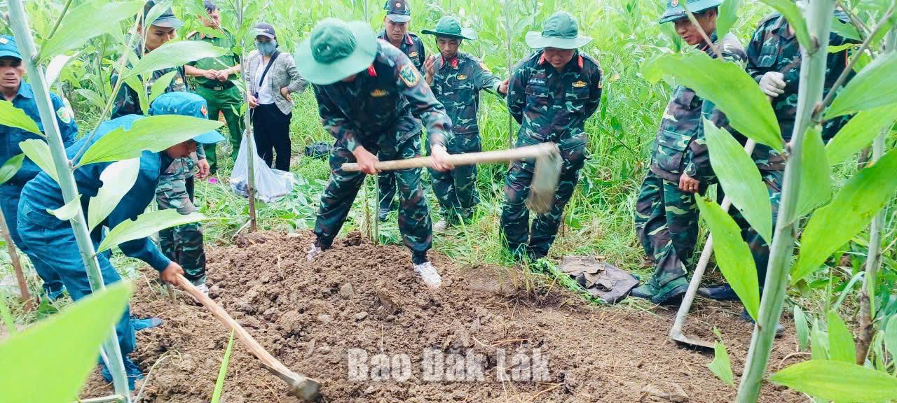 Các lực lượng tham gia tìm kiếm, quy tập mộ liệt sĩ.