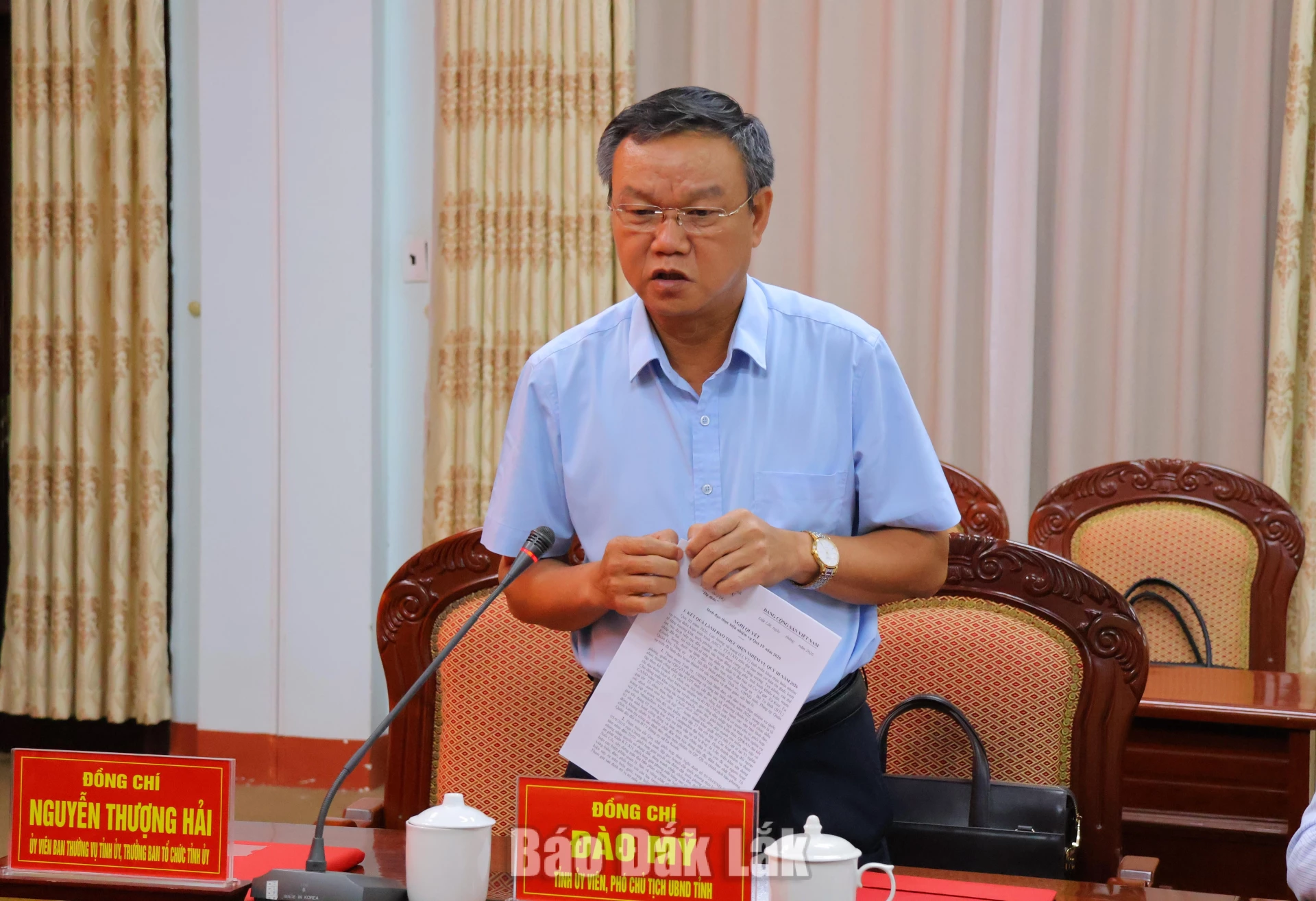 Phó Chủ tịch UBND tỉnh Đào Mỹ phát biểu tại hội nghị.