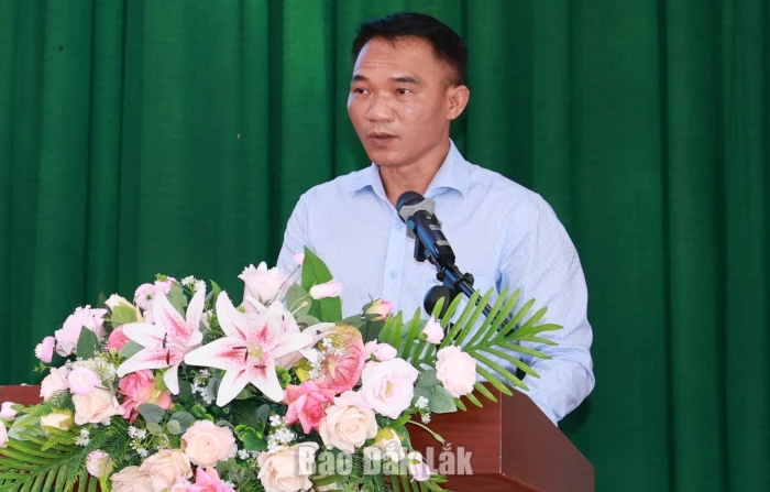 Phó Chủ tịch UBND phường Tân An Nguyễn Công Thảo phát biểu kết luận hội nghị.