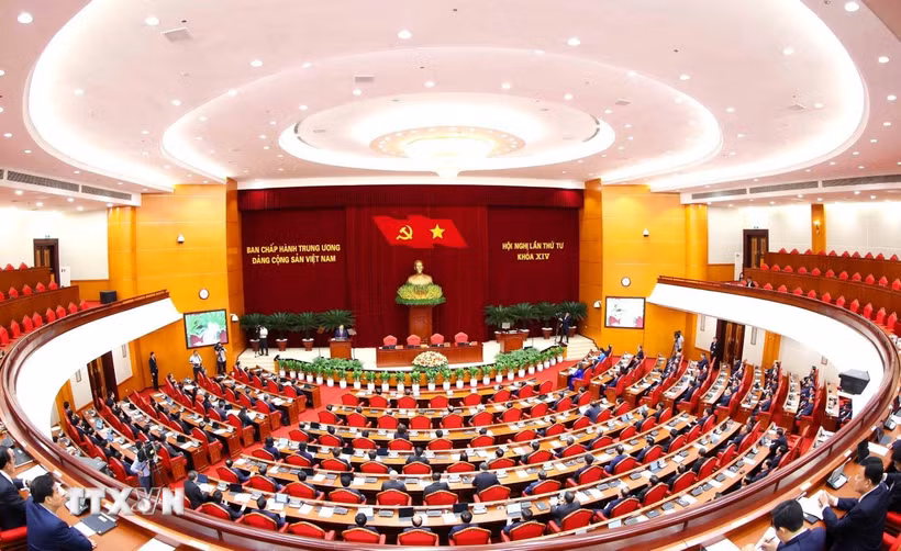 Phiên bế mạc Hội nghị lần thứ tư Ban Chấp hành Trung ương Đảng khóa XIV. Ảnh: Phương Hoa/TTXVN