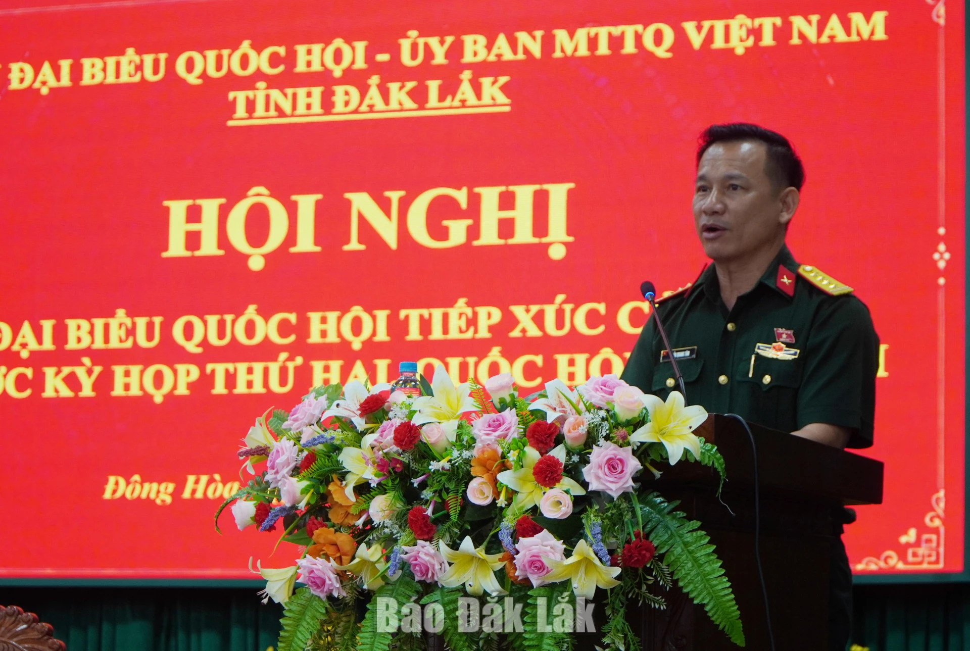 Đại tá Trần Quang Tâm, Phó Chỉ huy trưởng Bộ CHQS tỉnh thông tin đến cử tri dự kiến nội dung, chương trình Kỳ họp thứ hai, Quốc hội khóa XVI.