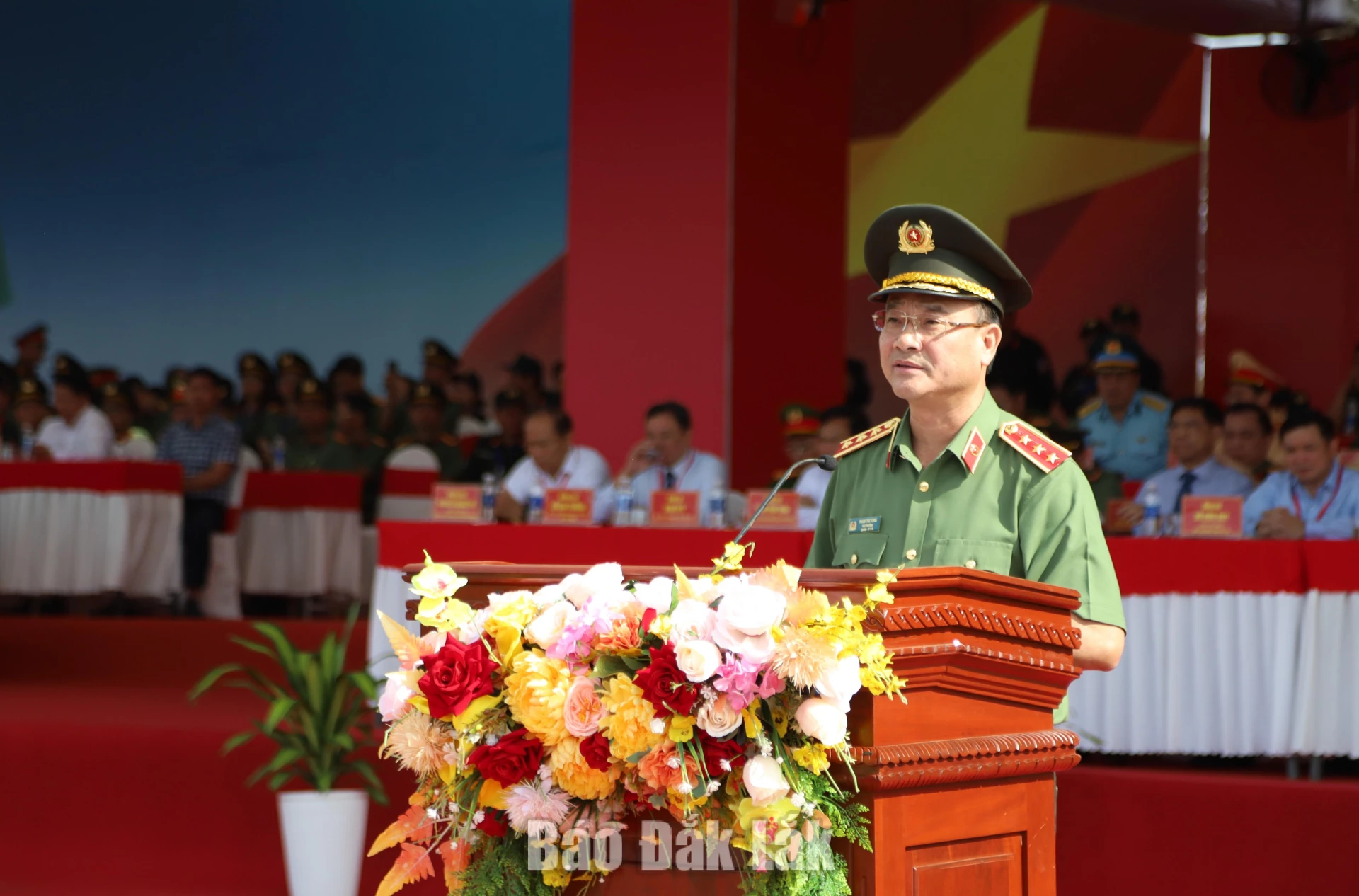 Thượng tướng Phạm Thế Tùng, Thứ trưởng Bộ Công an, Ủy viên Thường trực Ban Chỉ đạo phòng, chống khủng bố quốc gia phát biểu tại buổi lễ.