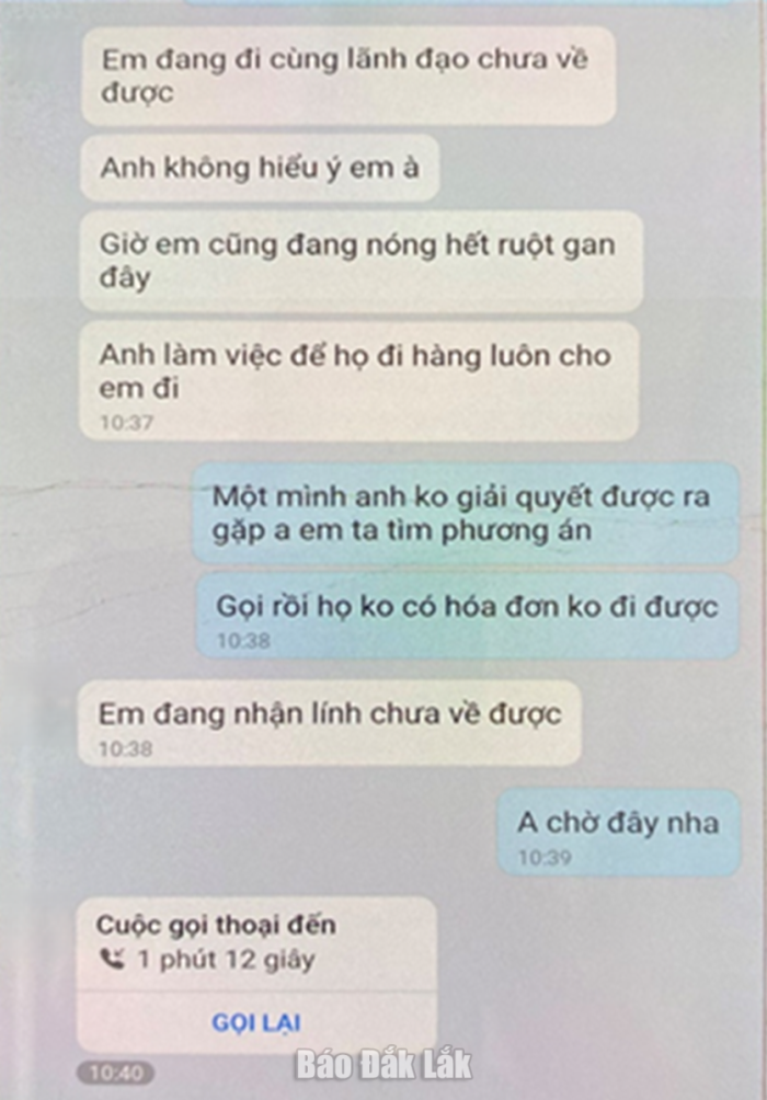 Một phần nội dung trao đổi của đối tượng qua mạng xã hội do anh H.H.H (trú xã Ea Wer) cung cấp
