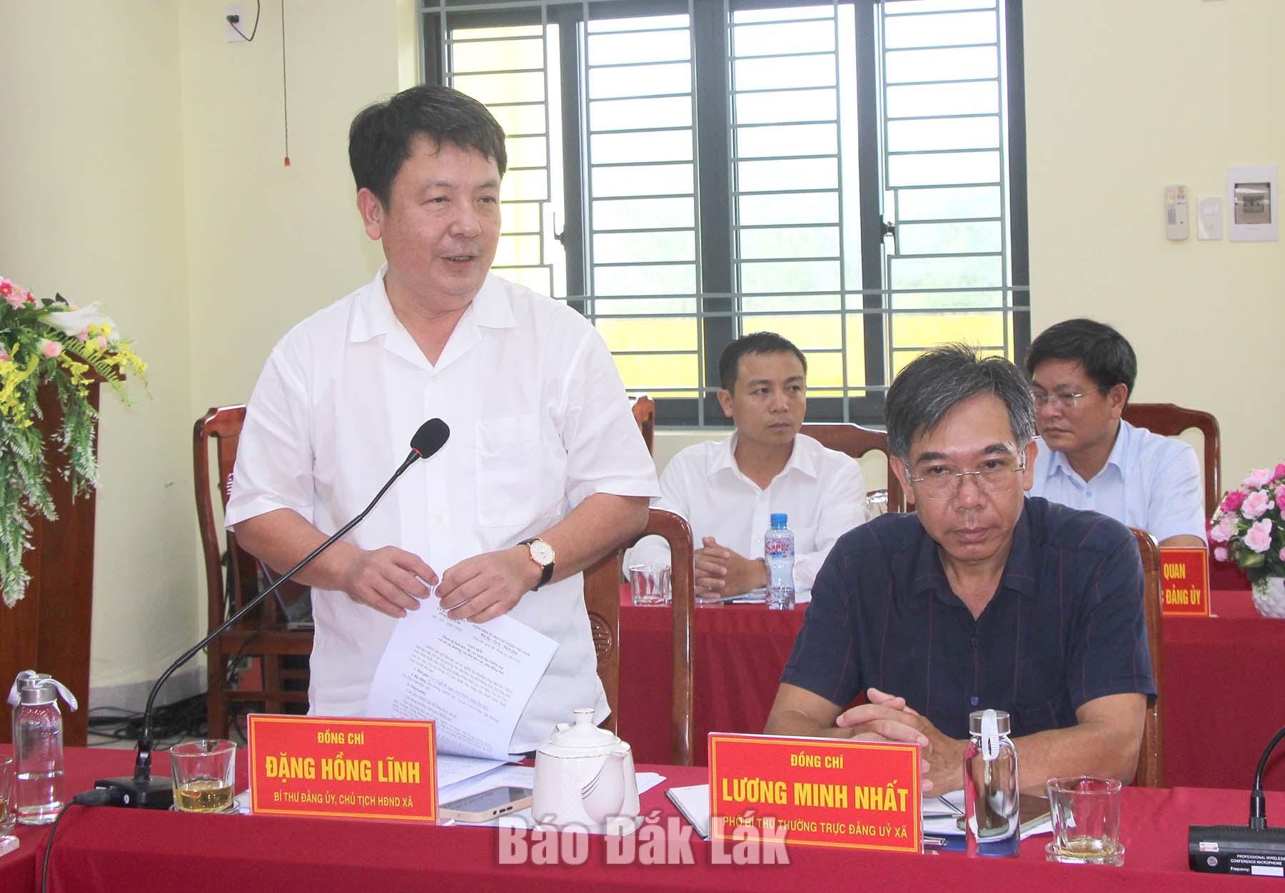 Bí thư Đảng ủy xã Hòa Xuân Đặng Hồng Lĩnh phát biểu tại hội nghị.