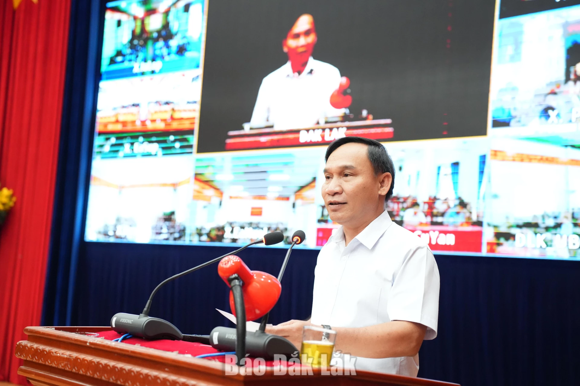 Đồng chí Nguyễn Quốc Hoàn, Ủy viên Ban Thường vụ Tỉnh ủy, Trưởng Ban Nội chính Tỉnh ủy phát biểu kết luận hội nghị.