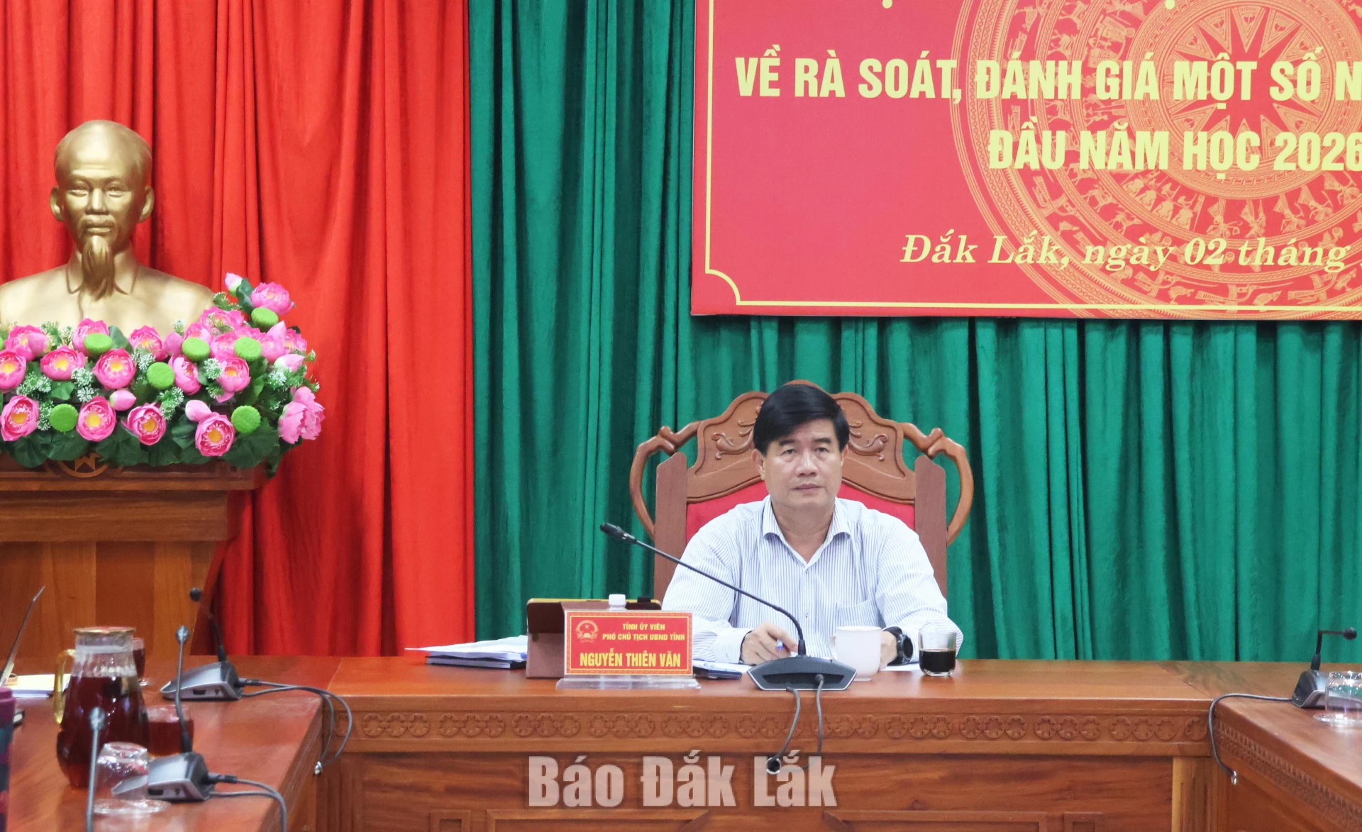 Phó Chủ tịch UBND tỉnh Nguyễn Thiên Văn tham dự hội nghị tại điểm cầu Đắk Lắk.