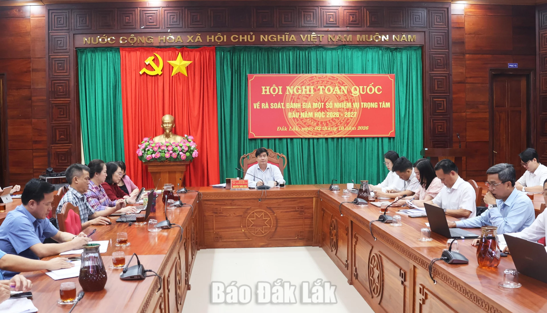 Các đại biểu tham dự hội nghị tại điểm cầu Đắk Lắk.