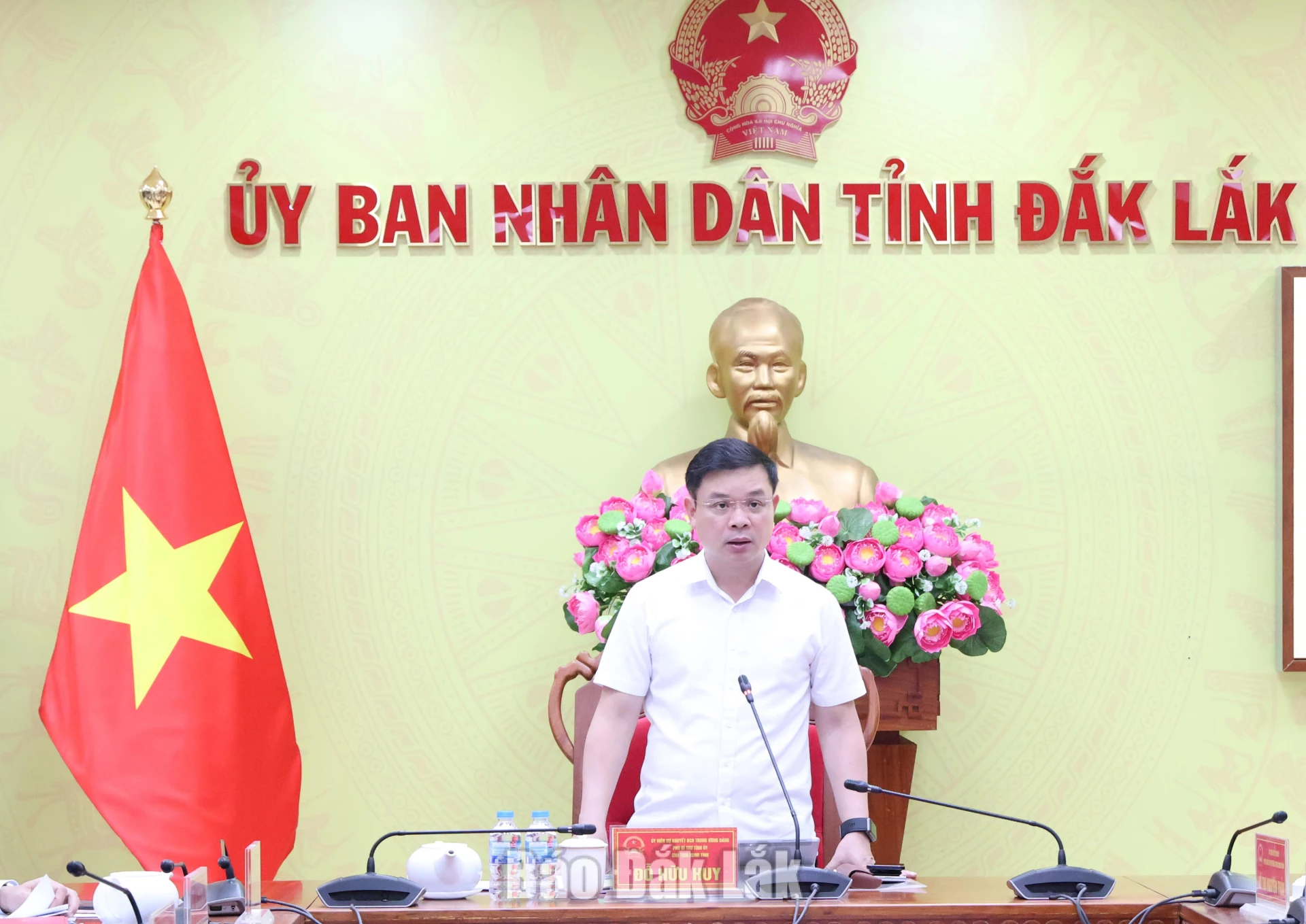 Chủ tịch UBND tỉnh Đắk Lắk Đỗ Hữu Huy phát biểu kết luận hội nghị.