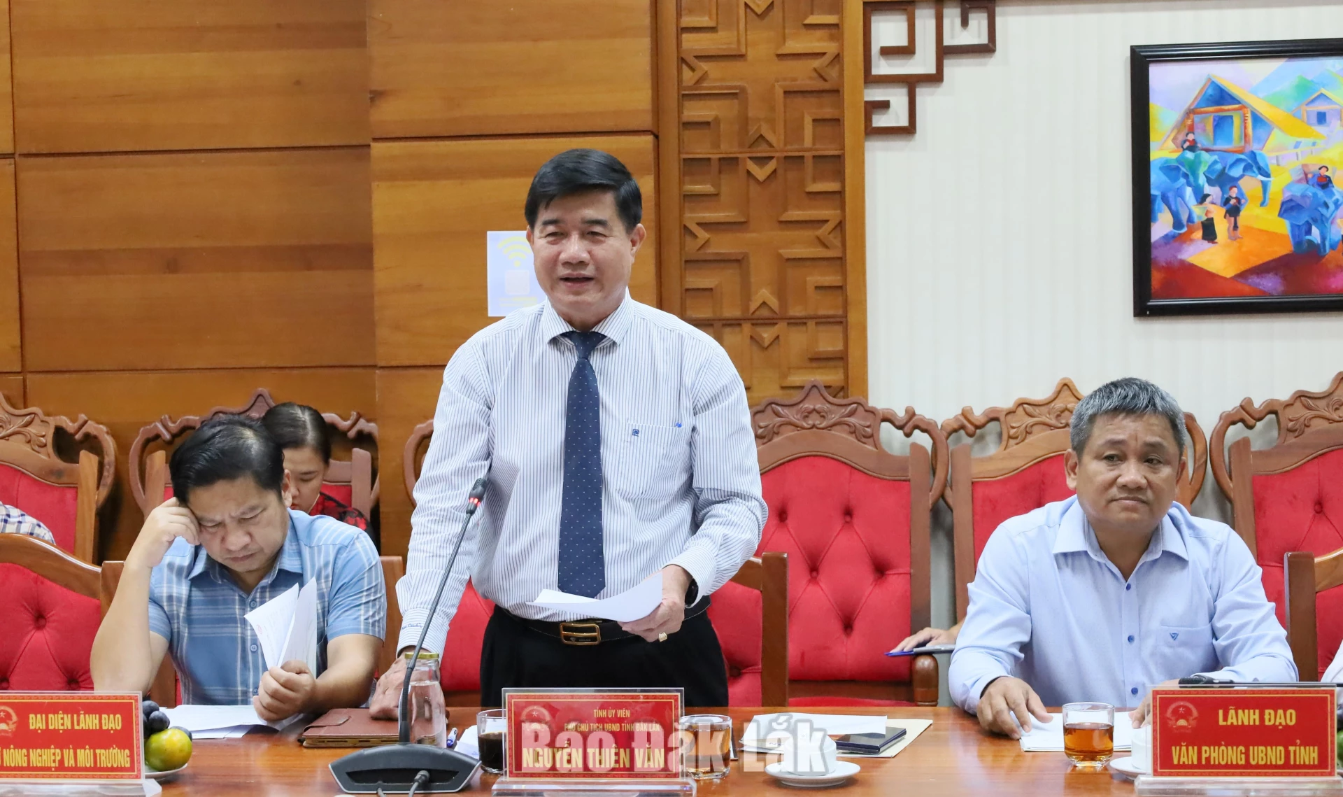 Phó Chủ tịch UBND tỉnh Nguyễn Thiên Văn phát biểu tại buổi lễ.