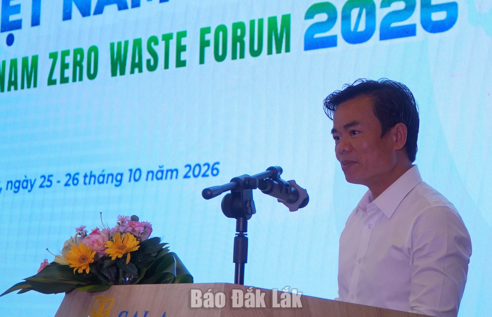 Ông Nguyễn Thái Hòa, Phó Giám đốc Sở Nông nghiệp và Môi trường tỉnh cảm ơn những đồng hành của các tổ chức quốc về với địa phương trong các hoạt động bảo vệ môi trường.