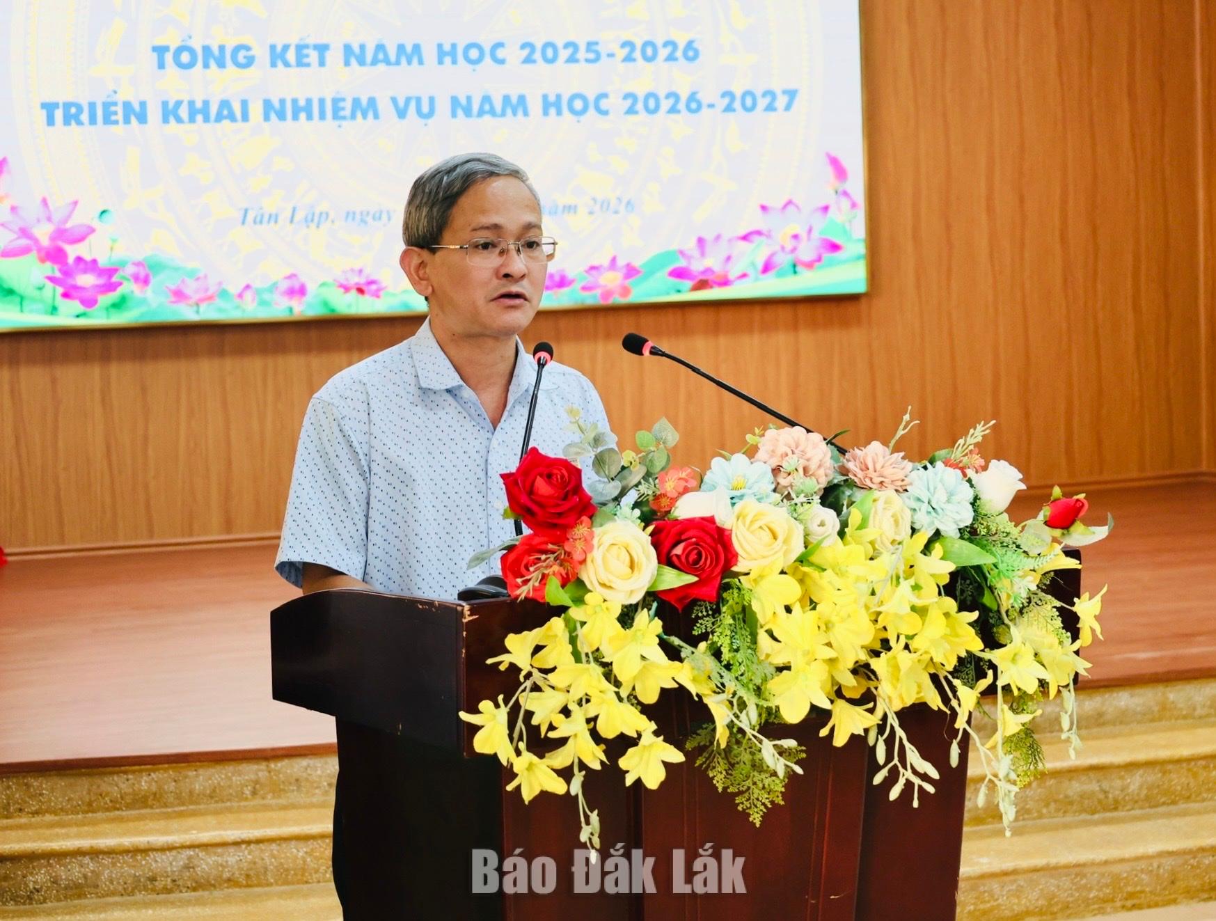 Trưởng phòng Văn hóa - Xã hội phường Tân Lập Nguyễn Văn Kiên phát biểu chỉ đạo hội nghị.