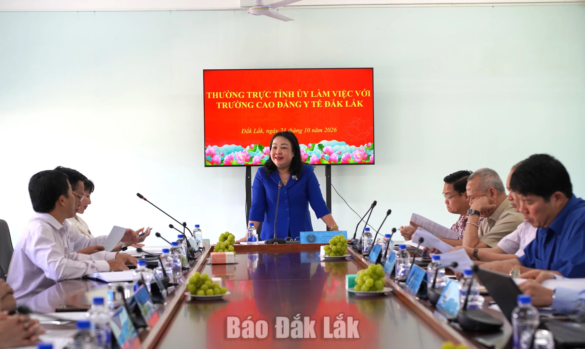 Đồng chí Cao Thị Hòa An, Ủy viên Trung ương Đảng, Phó Bí thư Thường trực Tỉnh ủy, Chủ tịch HĐND tỉnh phát biểu chỉ đạo tại buổi làm việc.