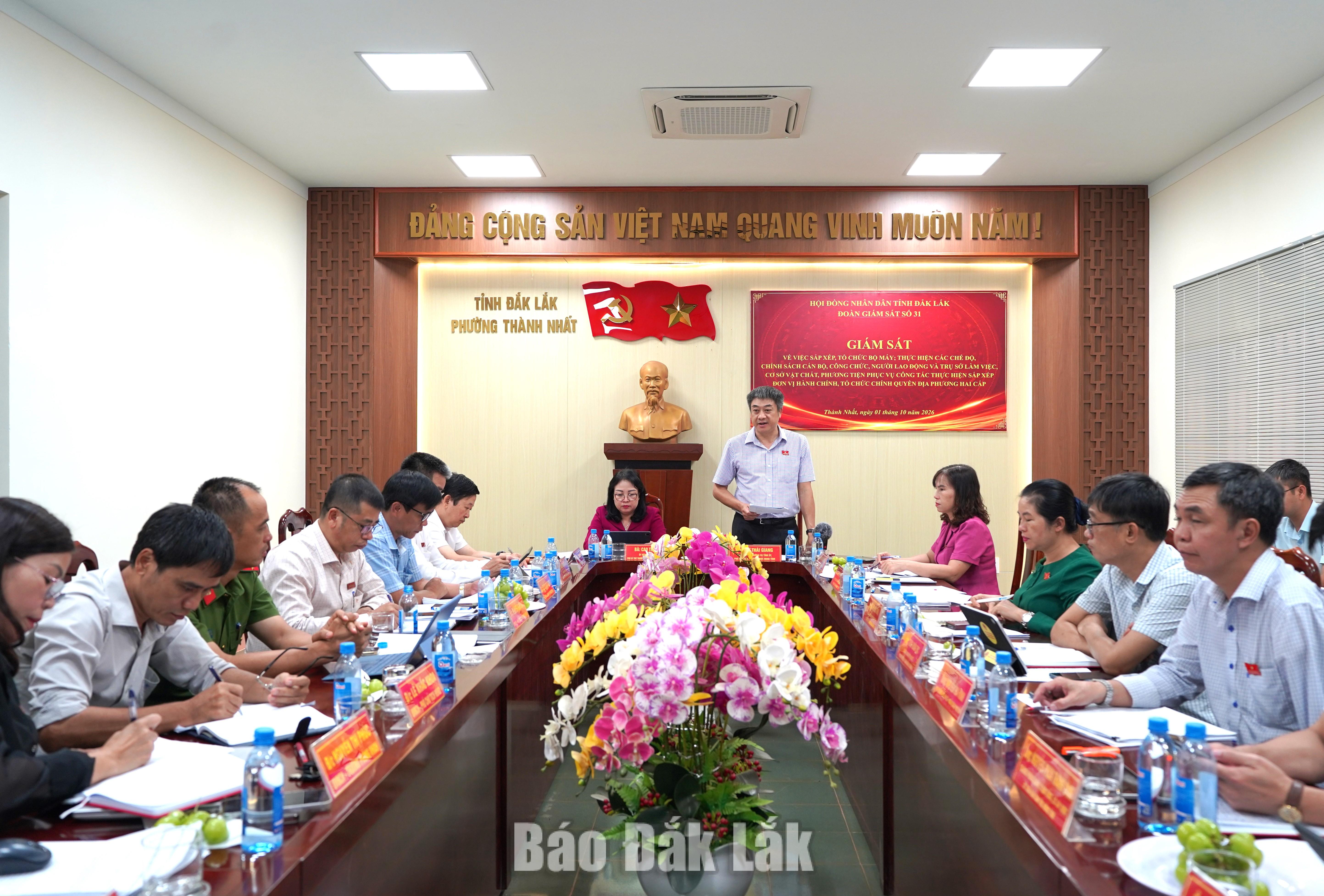 Ủy viên Ban Thường vụ Tỉnh ủy, Phó Chủ tịch Thường trực HĐND tỉnh, Trưởng đoàn giám sát số 31 Từ Thái Giang phát biểu kết luận.