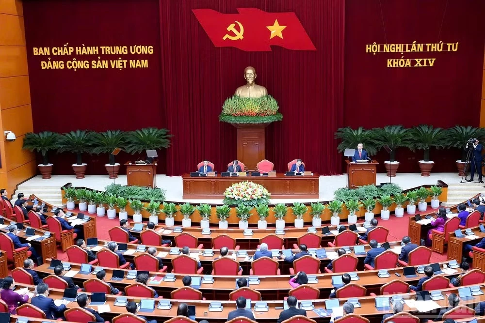 Hội nghị lần thứ tư Ban Chấp hành Trung ương Đảng Cộng sản Việt Nam khóa XIV. Ảnh: Báo Nhân Dân