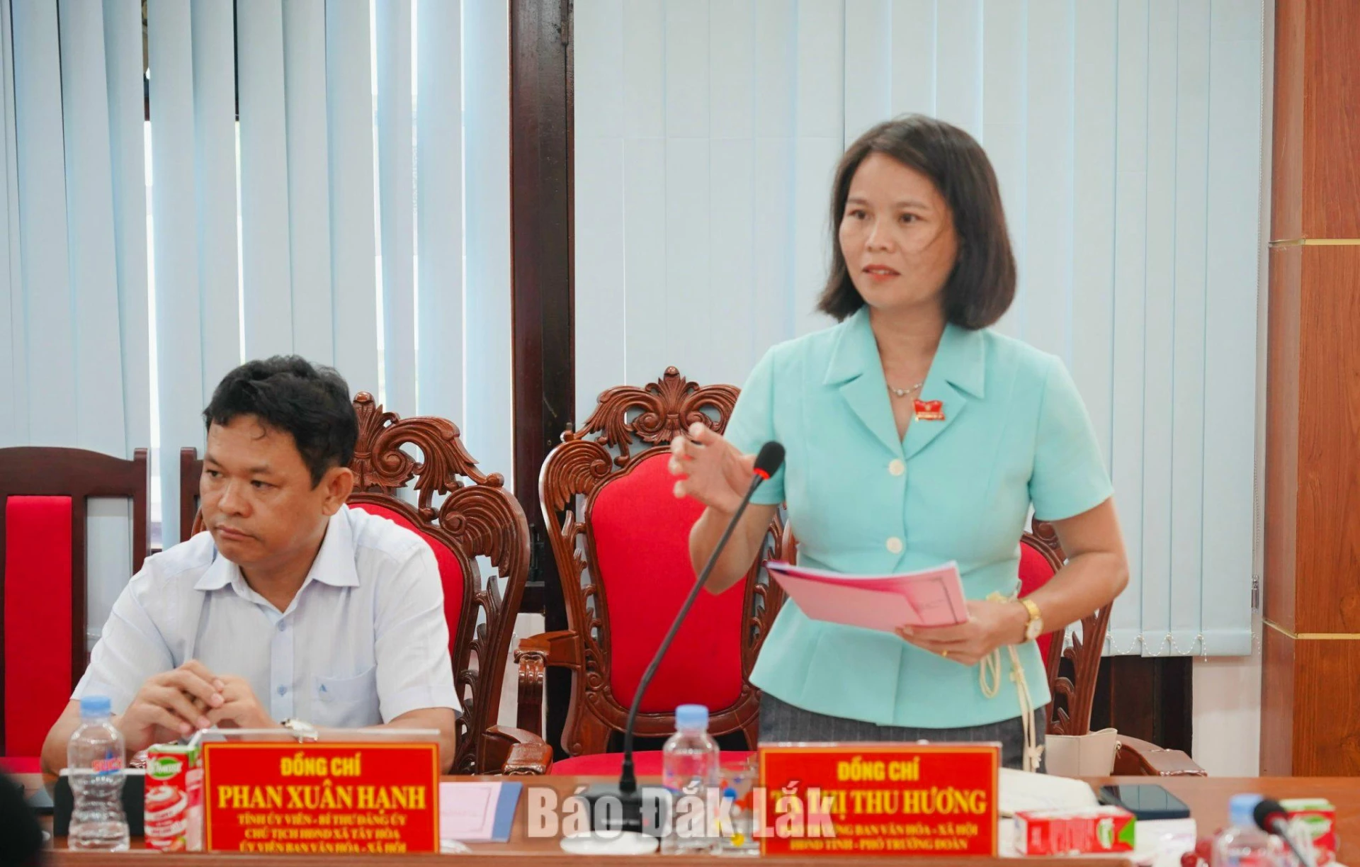 Phó Trưởng Ban Văn hóa - Xã hội Tạ Thị Thu Hương phát biểu tại buổi giám sát.