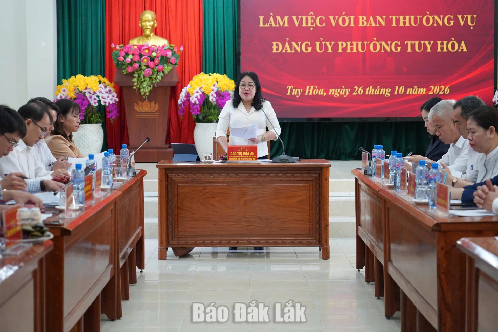 do đồng chí Cao Thị Hòa An, Ủy viên Trung ương Đảng, Phó Bí thư Thường trực Tỉnh ủy, Chủ tịch HĐND tỉnh kết luận buổi làm việc.