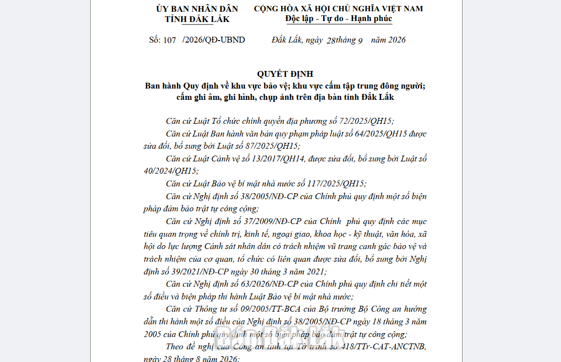 Quyết định của UBND tỉnh.