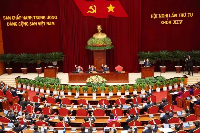 The opening session of the fourth plenum of the 14th Party Central Committee. (Photo: VNA)