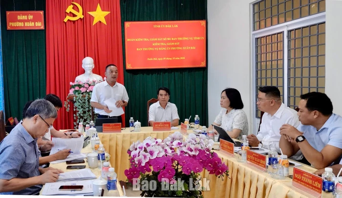 Đoàn kiểm tra của Ban Thường vụ Tỉnh ủy làm việc với Đảng ủy phường Xuân Đài