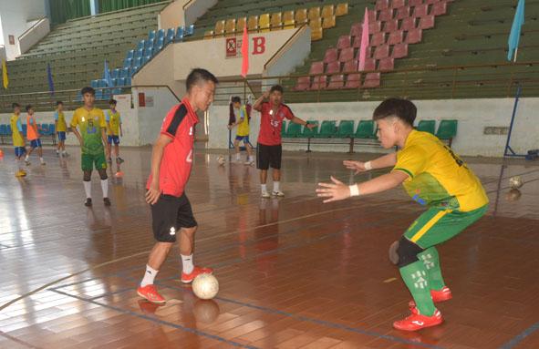 Các cầu thủ năng khiếu đang đào tạo tại Câu lạc bộ Thái Sơn Nam Buôn Ma Thuột.