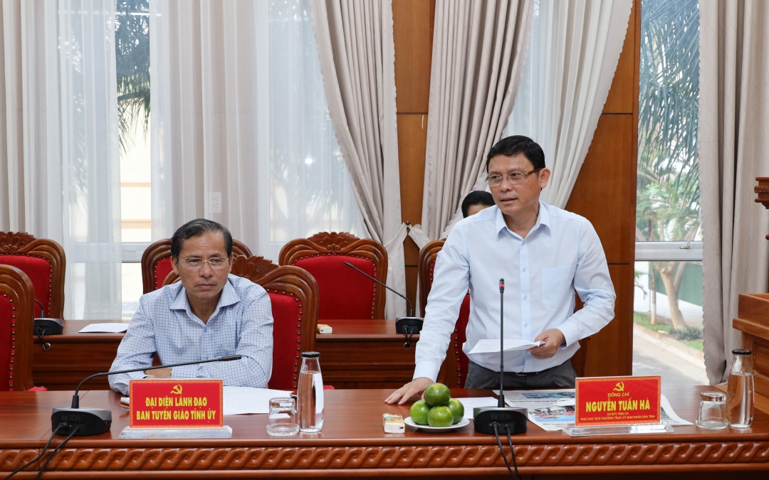 Phó Chủ tịch Thường trực UBND tỉnh Nguyễn Tuấn Hà phát biểu tại buổi làm việc